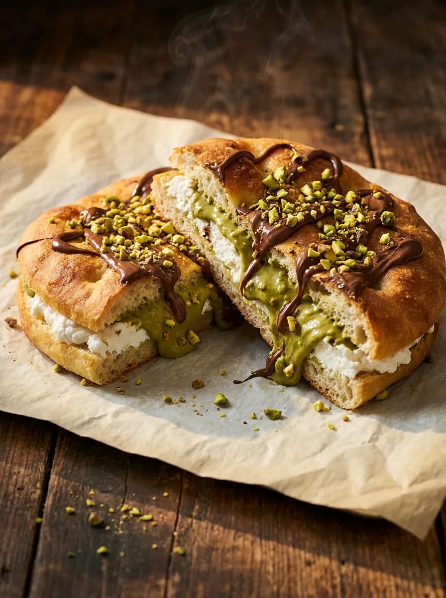Focaccia dolce con ricotta e cioccolato